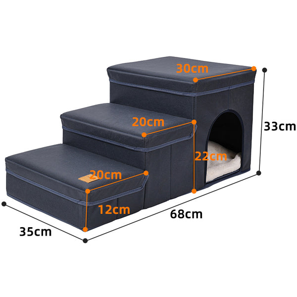 3-in-1 Foldable Dog Stairs with Hidden Storage